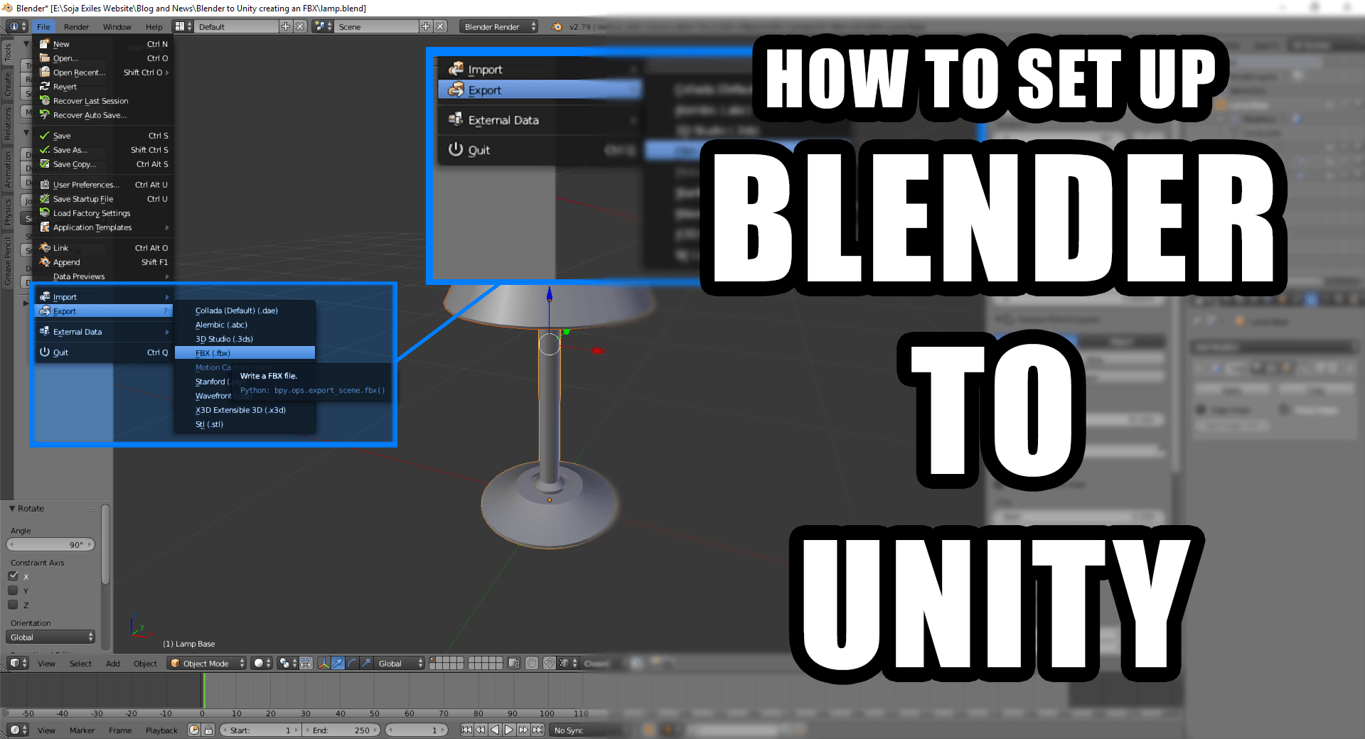 how to export fbx file from unity